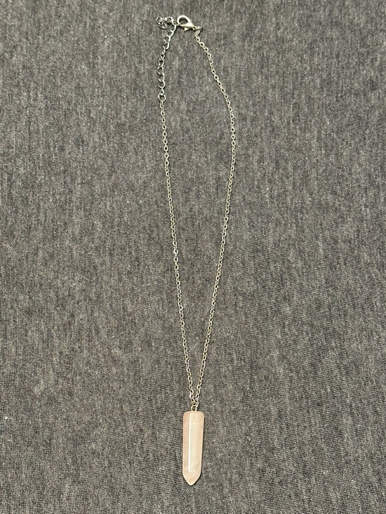 Jewelry - Rose Quartz Crystal Point Pendant Necklace on Silver Chain